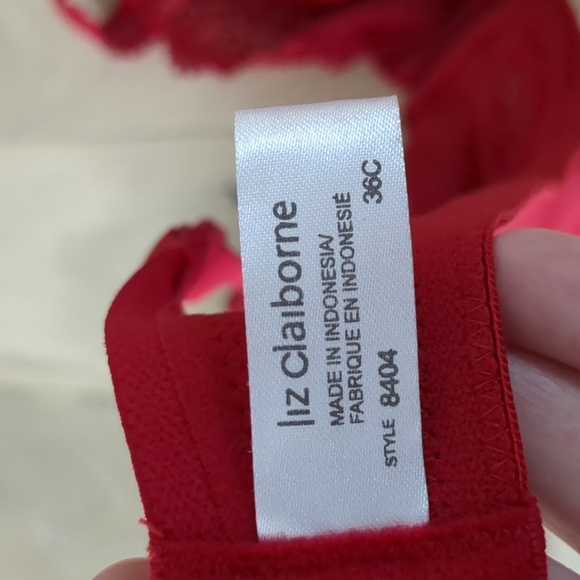 NWT Size 36C Liz Claiborne Red Bra Soft Touch Lining Full Support - Picture 7 of 12